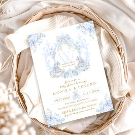 Invitación Bow Floral Watercolor Elegante Boy Baby Shower