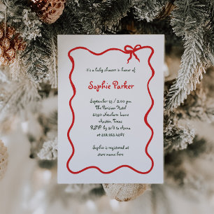 Invitación Bow francés ilustrado   Baby Shower de vacaciones