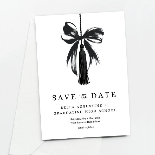Invitación Bow Graduation Save the Date High School College (Subido por el creador)