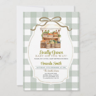 Invitación Bow Green Sage Baby Shower de mercado local