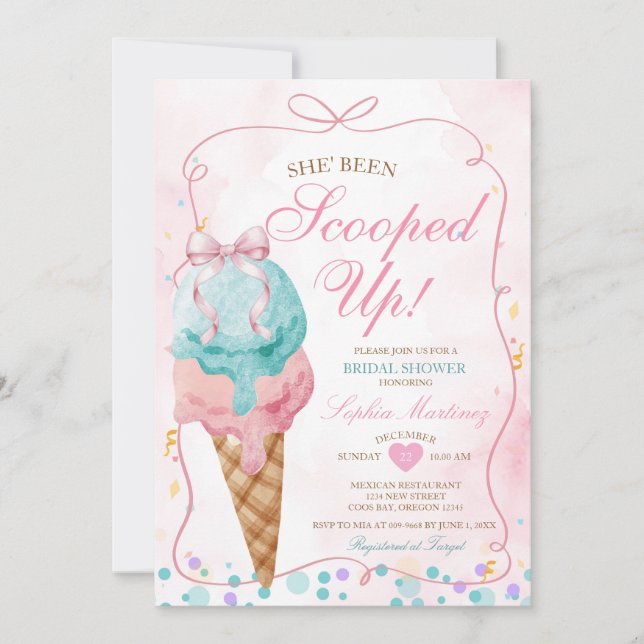 Invitación Bow Ice Cream Ella ha sido sacada de la ducha de n (Anverso)