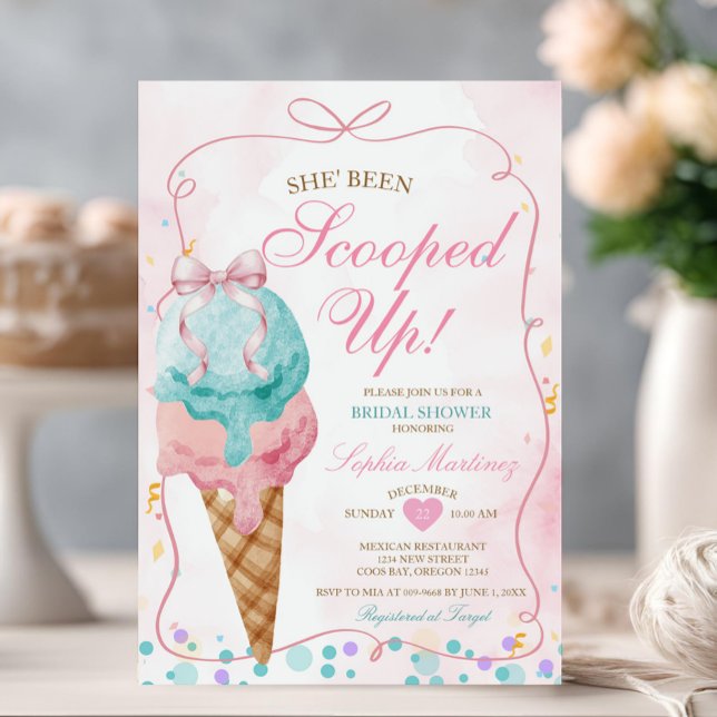 Invitación Bow Ice Cream Ella ha sido sacada de la ducha de n (Subido por el creador)