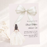 Invitación Bow ivory dress blush pink luxury Sweet 16<br><div class="desc">Celebrate her Sweet 16 in timeless elegance with this elegant, timeless invitation. This sophisticated design features a large ivory bow adorned with delicate pearl details, paired with a graceful gown illustration. A soft blush pink colored background creates a modern, refined look that feels both luxurious and unforgettable. Perfect for: •...</div>