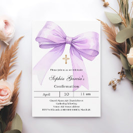 Invitación Bow lavender girl Confirmation