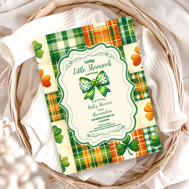 Invitación Bow Lucky Little Shamrock Baby Shower (Subido por el creador)