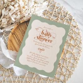 Invitación Bow Modern Minimalista Neutral Baby Shower
