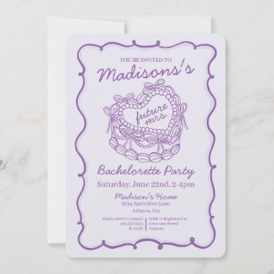 Invitación Bow morado retro coqueta de coqueta de coqueta hel
