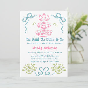 Invitación Bow Multicolored Hand Tea Bridal Shower