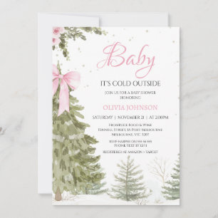 Invitación Bow Pink Tree Baby It's Cold Baby Shower