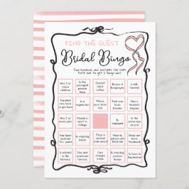 Invitación Bow Ribbon Bridal Shower Find the Guest BINGO