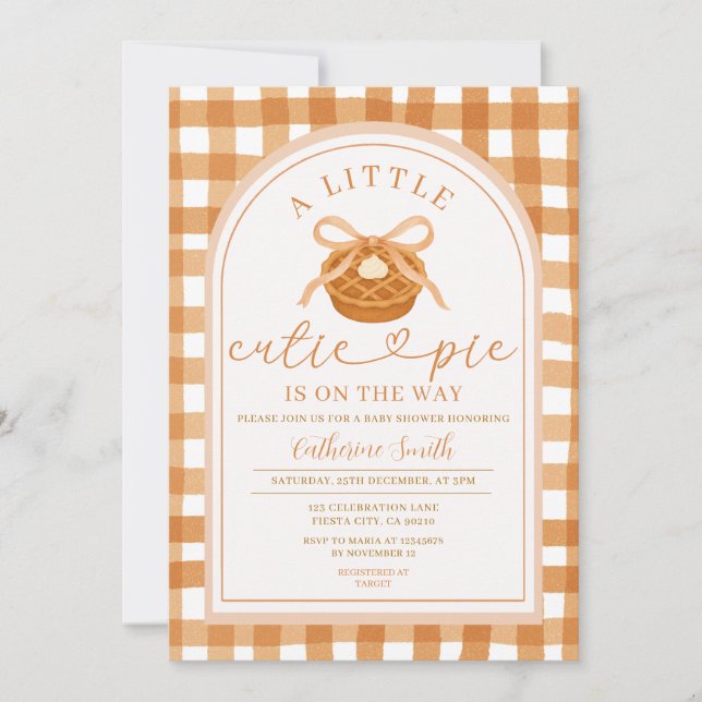 Invitación Bow Ribbon Cutie Pie está en camino de Baby Shower (Anverso)