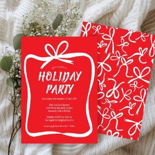 Invitación Bow Ribbon Frame Navidades de vacaciones Fiesta PE