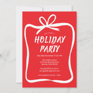 Invitación Bow Ribbon Frame Navidades de vacaciones Fiesta PE