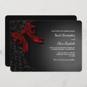 Invitación Bow Rojo Clásico Elegante - Minimalista Moderno