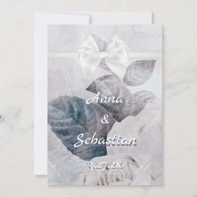 Invitación *~ Bow Romance AR26 Flor QR Boda RSVP (Anverso)