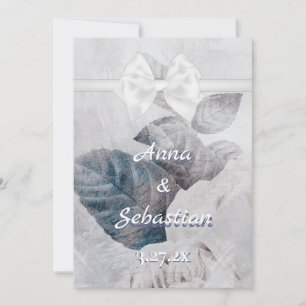 Invitación *~ Bow Romance AR26 Flor QR Boda RSVP