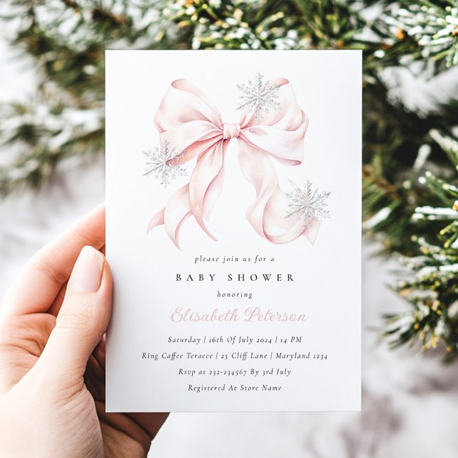 Invitación Bow rosa bebé está frío fuera de Baby Shower (Subido por el creador)