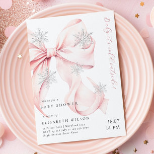 Invitación Bow rosa bebé está frío fuera de Baby Shower