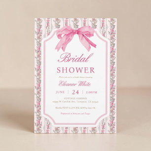 Invitación Bow rosa Coquette Bridal Shower