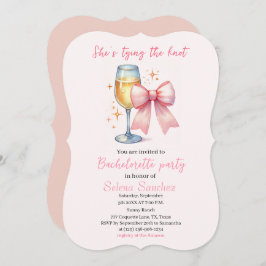 Invitación Bow rosa Coquette Watercolor Bachelorette