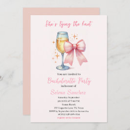 Invitación Bow rosa Coquette Watercolor Bachelorette