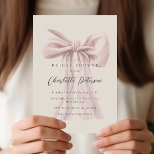 Invitación Bow Rosa Ducha Mínima Bridal