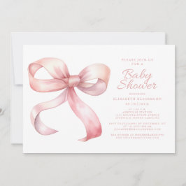 Invitación Bow Rosa Elegante Bebé Chica Ducha Coquette Rubor