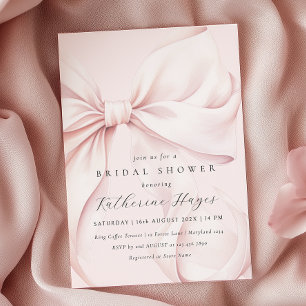 Invitación Bow Rosa Elegante Ducha Bridal