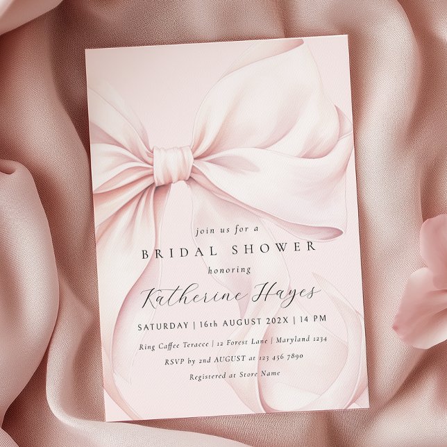 Invitación Bow Rosa Elegante Ducha Bridal (Subido por el creador)