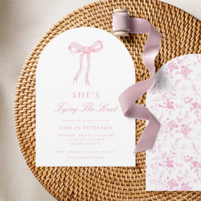 Invitación Bow rosa: está atando el arcón de ducha de novia K (Subido por el creador)