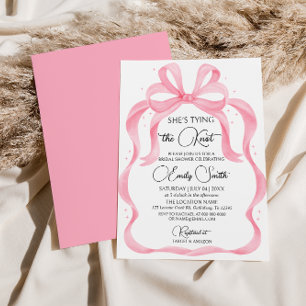 Invitación Bow rosa: está atando la ducha nupcial