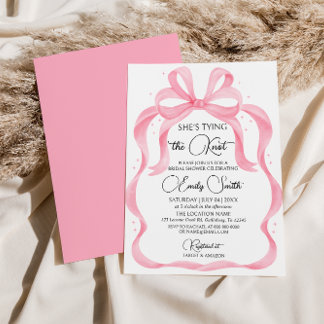 Invitación Bow rosa: está atando la ducha nupcial