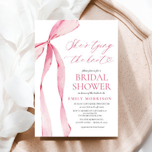 Invitación Bow rosa: está atando la ducha nupcial
