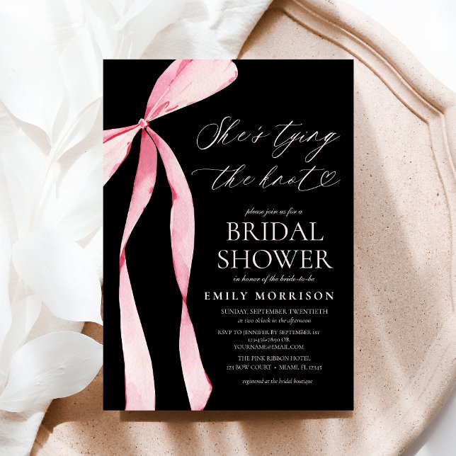 Invitación Bow rosa: está atando la ducha nupcial (Subido por el creador)