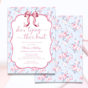 Invitación Bow rosa: está atando la ducha nupcial