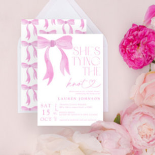 Invitación Bow rosa: está atando la ducha nupcial