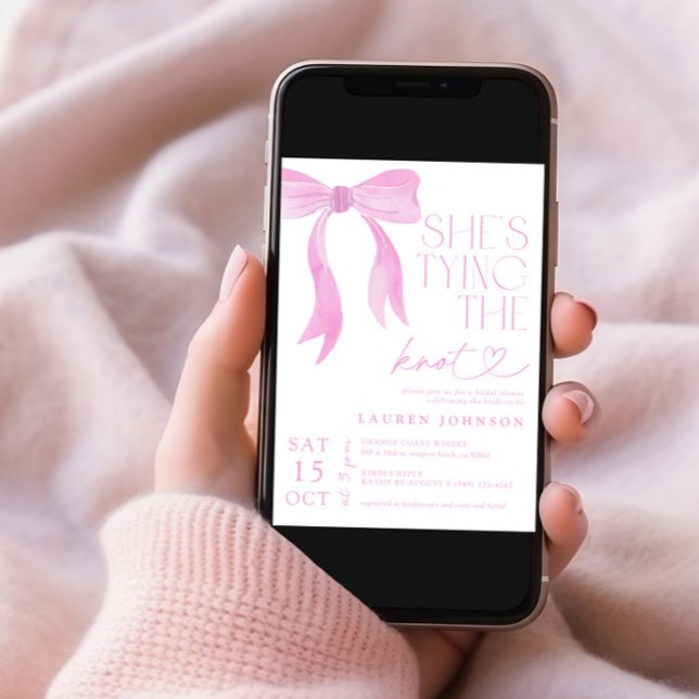 Invitación Bow rosa: está atando la ducha nupcial (Subido por el creador)