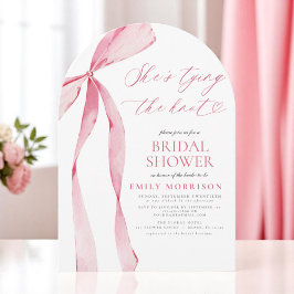 Invitación Bow rosa: está atando la ducha nupcial