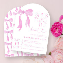 Invitación Bow rosa: está atando la ducha nupcial