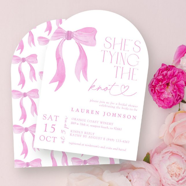 Invitación Bow rosa: está atando la ducha nupcial (Subido por el creador)