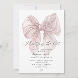 Invitación Bow rosa está atando la novia QR de Knot Photo