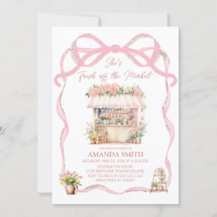 Invitación Bow rosa: está recién salida de la ducha de novia
