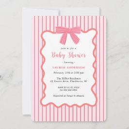 Invitación Bow rosa lindo, Baby Shower Chica