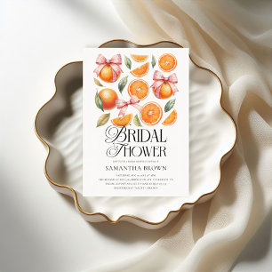 Invitación Bow rosa y ducha de novia de cítricos