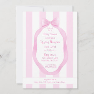 Invitación Bow rosa y tapicería de tapiz Chica Baby Shower
