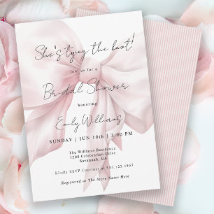 Invitación Bow rosado atando la ducha nupcial