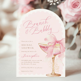 Invitación Bow Rosado Brunch Bubbly Arch Bridal Shower