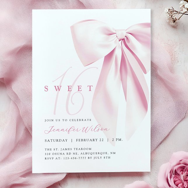 Invitación Bow Rosado Dulce 16 Cumpleaños (Subido por el creador)