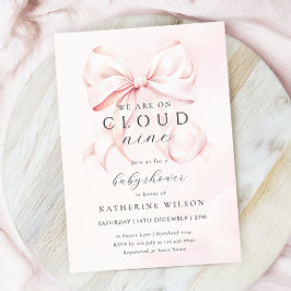 Invitación Bow Rosado En Cloud Nueve Baby Shower
