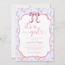 Bow rosado es un Baby Shower Chica